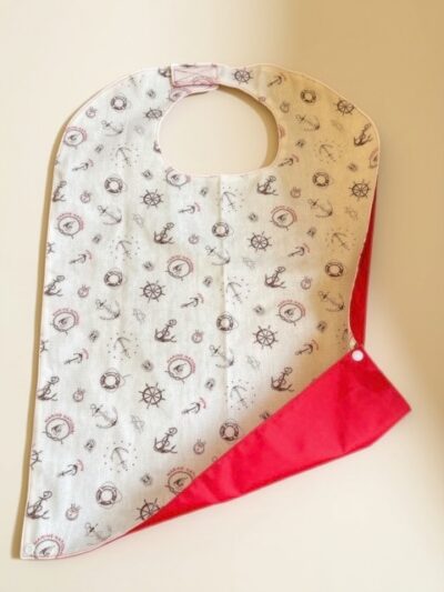 Cotton bib with pocket and Egyptian linen waterproof backing